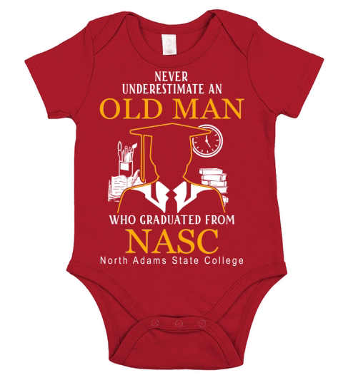 never underestimate an old man who graduated from NASC North Adams State College Short Sleeve Baby One-Piece