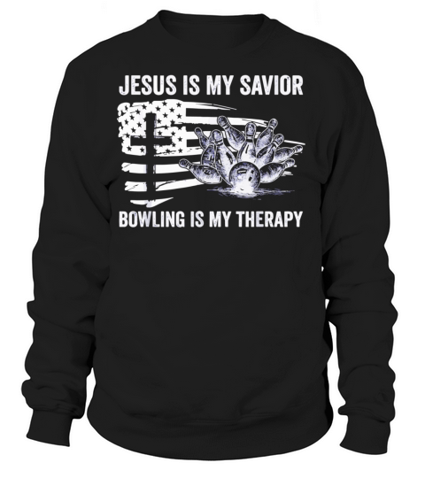 Jesus Is My Savior Bowling Is My Therapy Us Flag Women's Sweatshirt