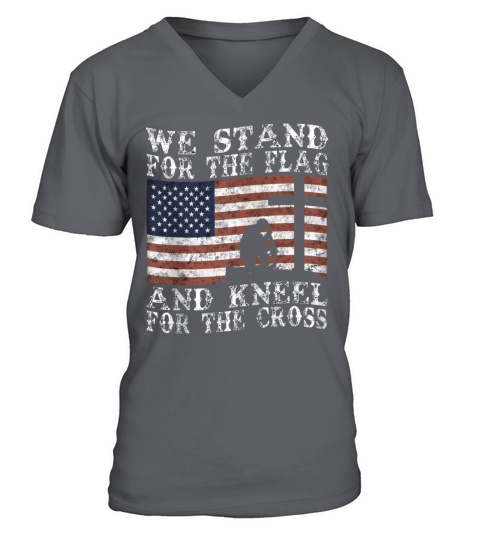 I Stand For The Flag And Kneel For The Cross Zip Men's V-Neck T-shirt