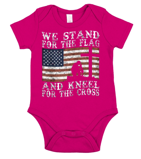 I Stand For The Flag And Kneel For The Cross Zip Short Sleeve Baby One-Piece