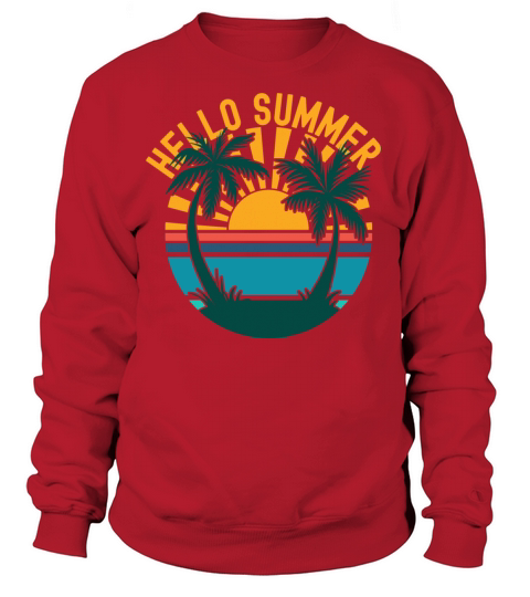 Hello Summer Palm Trees Beach Retro Sunset Women's Sweatshirt