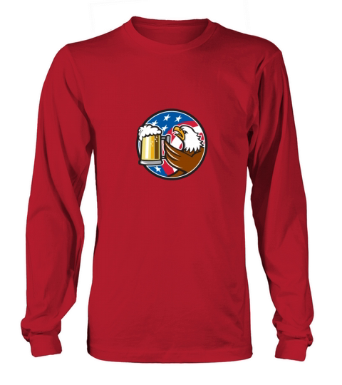 Bald Eagle Hoisting Beer Stein USA Flag Circle Ret Women's Long Sleeve