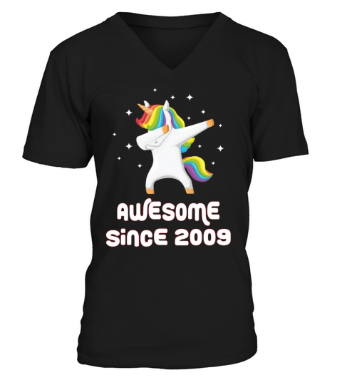 Awesome Since 2009 Dabbing Dab Unicorn Men's V-Neck T-shirt