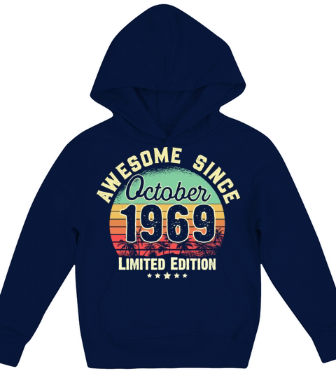 October 1969 52nd Year Old Birthday Gift Retro Kids Hoodie