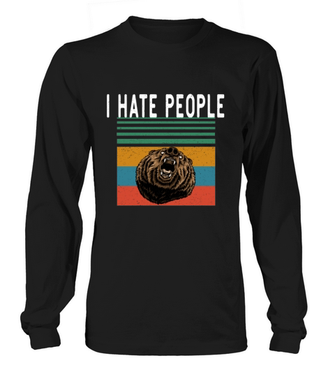 i hate people Bear Drinking Beer Camping Hiking Women's Long Sleeve