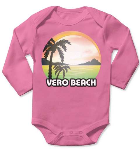 Vintage Vero Beach Florida FL Retro 70s Summer Long Sleeve Baby One-Piece
