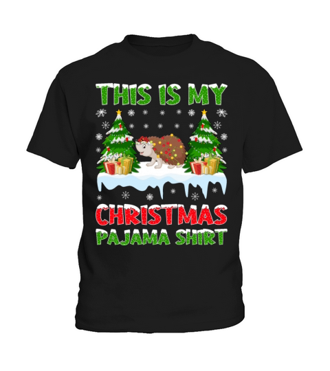 This Is My Christmas Pajama Shirt Hedgehog Santa Kids T-Shirt