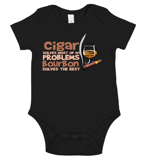 Cuban Cigar Bourbon Whiskey Cigar Smoker Gift Short Sleeve Baby One-Piece
