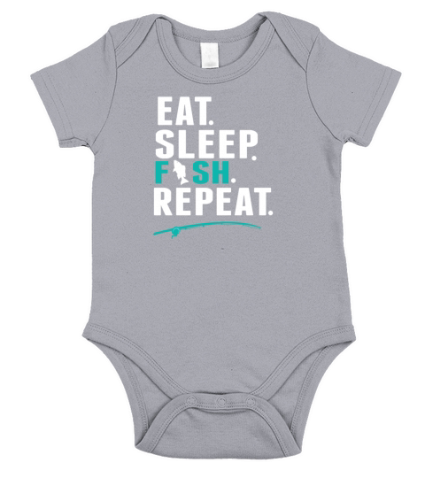Eat Sleep fish Repeat Fishing Lover Fisherman Gift Short Sleeve Baby One-Piece