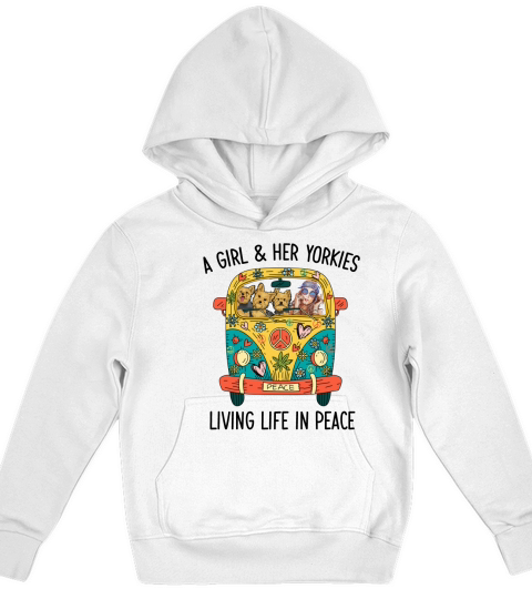 A girl and her yorkies living life in peace t shirt, hoodie, sweatshirt Kids Hoodie