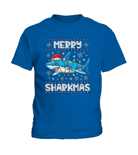 Merry Sharkmas Shark Santa Ugly Christmas Lights B Kids T-Shirt