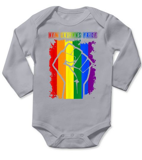 New Orleans PRIDE LGBT RAINBOW FLAG T-SHIRT Long Sleeve Baby One-Piece