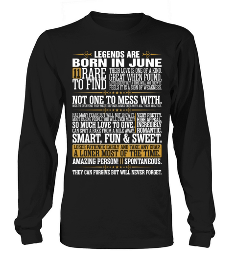 11 Rare To Find Legends Are Born In June Men's Long Sleeve