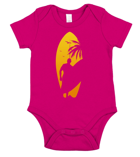 Tropical Surfboard Surfboarder Summer Vacation Sur Short Sleeve Baby One-Piece