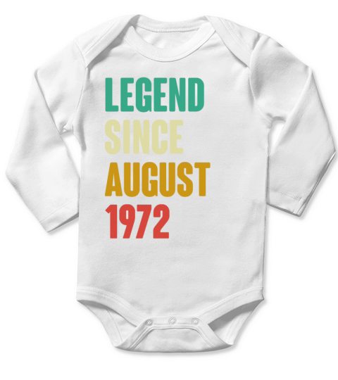 August 1972 50th Birthday 50 Years Old Bday Gift Long Sleeve Baby One-Piece