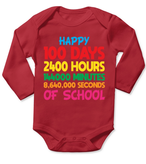 Happy 100 Days Of School Long Sleeve Baby One-Piece