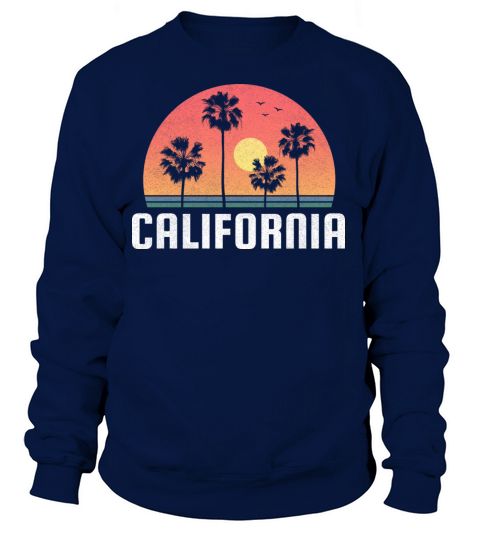 California CA Palm Tree Beach Sunset Retro Graphic Women's Sweatshirt