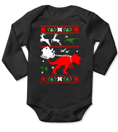 Ugly Christmas Sweater Dinosaur TShirt Long Sleeve Baby One-Piece