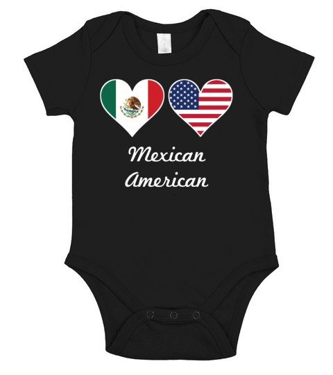 Mexican American Flag Hearts Short Sleeve Baby One-Piece
