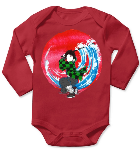 Tanjiro Red Moon Anime Demon Slayer Long Sleeve Baby One-Piece