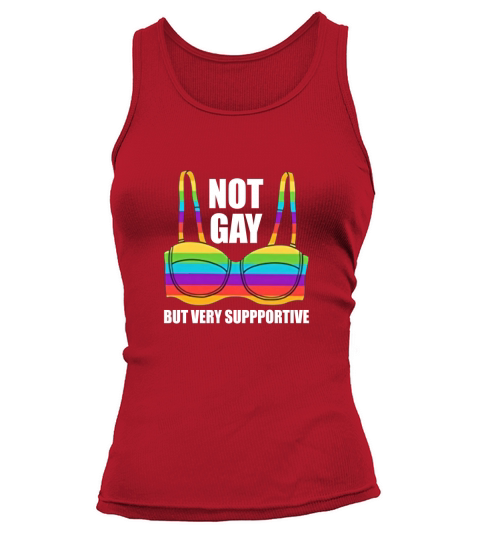 Not Gay But Very Supportive LGBT Straight Ally Bra Meme Human Flag Women's Tank Top
