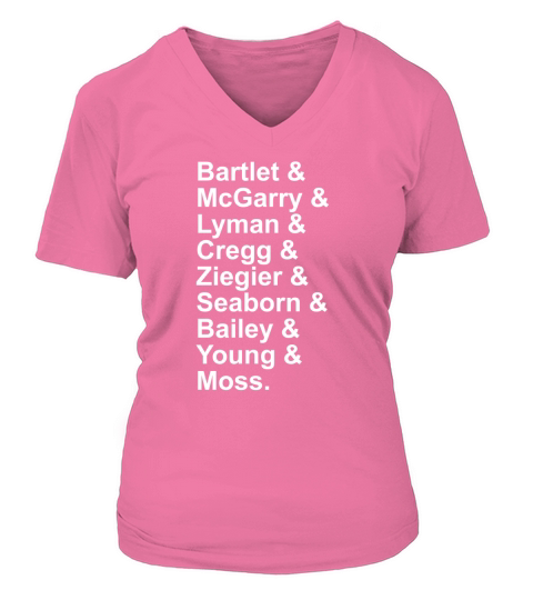 Bartlet Mcgarry Lyman Cregg Ziegler Seaborn Bailey Young Moss Shirt V-neck T-Shirt Woman