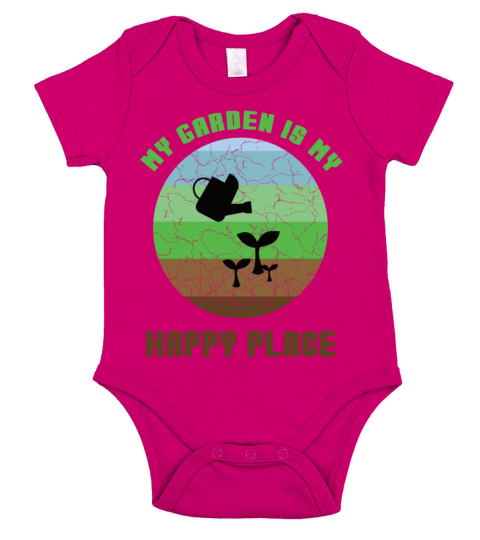 My Garden Is My Happy Place Gardener Plants Gift Short Sleeve Baby One-Piece