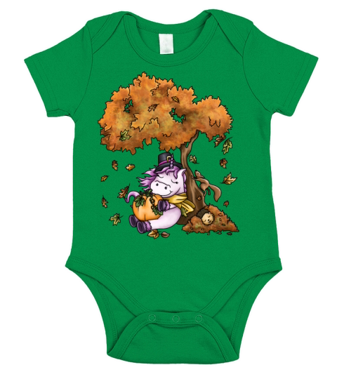 Unicorn looking forward to Thanksgiving Short Sleeve Baby One-Piece