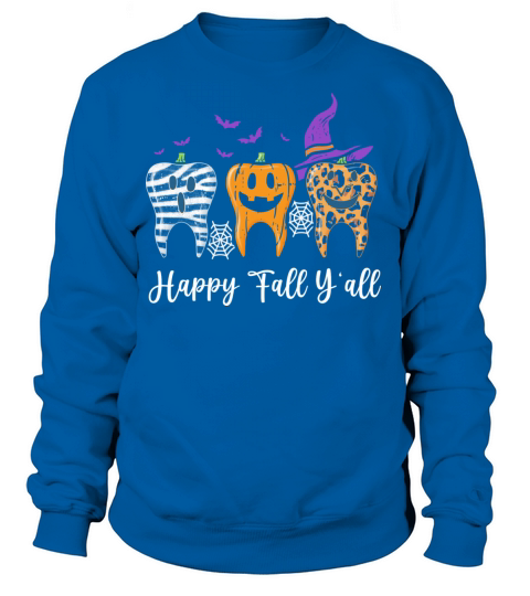 Happy Fall Y all Pumpkin Tooth Lepard Zebra Hallow Women's Sweatshirt