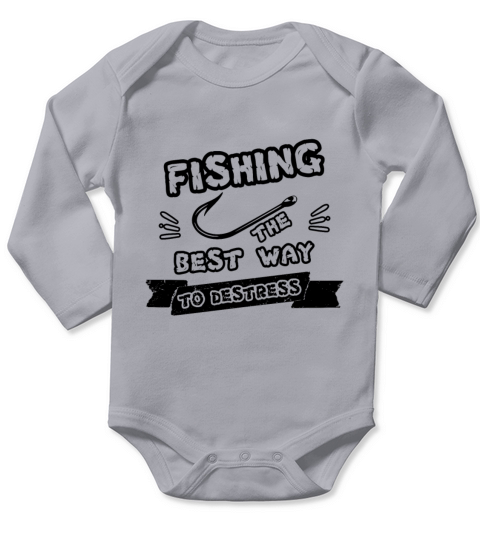 fishing calm destress fish hook fisher gift Long Sleeve Baby One-Piece