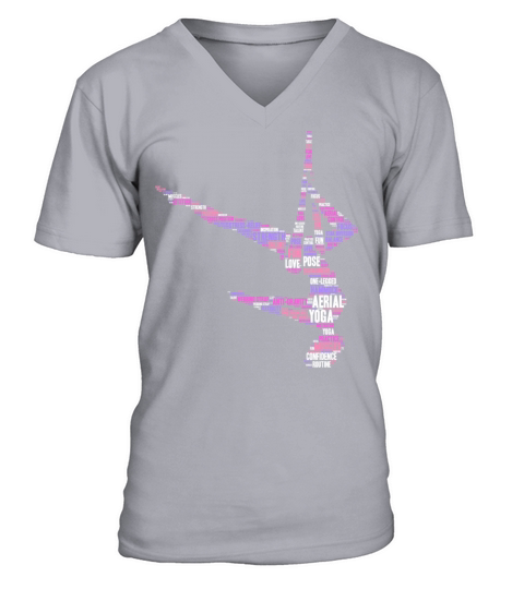 Pink Aerial Yoga Text Figure Men's V-Neck T-shirt