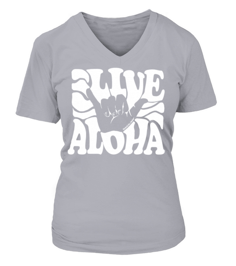 Vintage Live Aloha state Hawaiian islands Shaka Women's V-Neck T-shirt