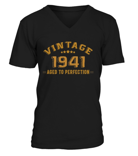 Vintage Aged To Perfection 1941 Birthday V-Neck T-shirt