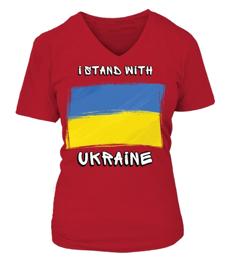 I stand By Ukraine Flag - Painted Effect V-neck T-Shirt Woman