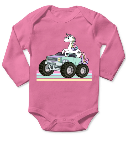Retro Vintage Monster Truck Long Sleeve Baby One-Piece