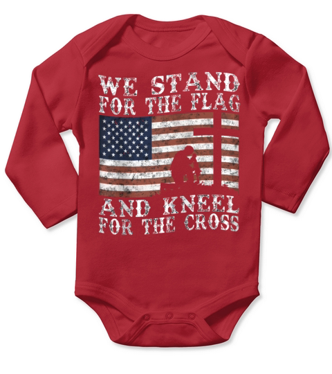 I Stand For The Flag And Kneel For The Cross Zip Long Sleeve Baby One-Piece