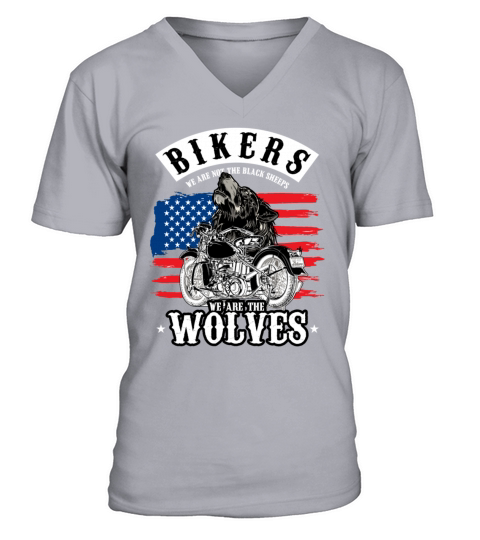 Wolf Chrome Bikers Bike Chopper Motorcycle Gift Men's V-Neck T-shirt