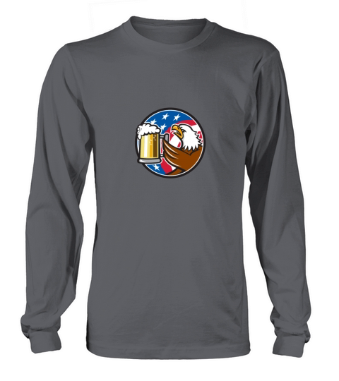Bald Eagle Hoisting Beer Stein USA Flag Circle Ret Men's Long Sleeve