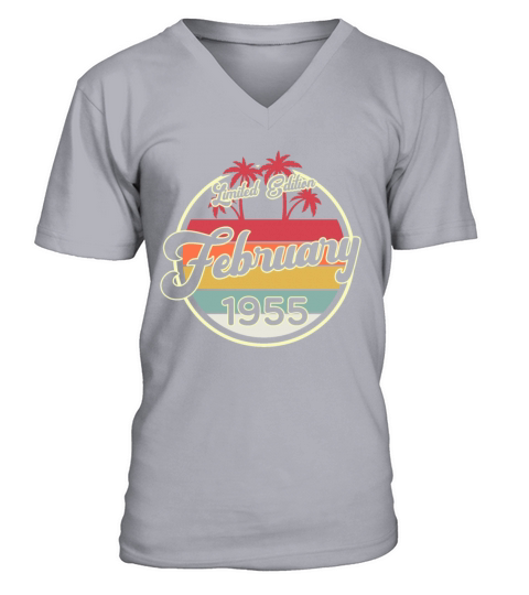 Vintage 80s February 1955 65th Birthday Gift Idea Men's V-Neck T-shirt