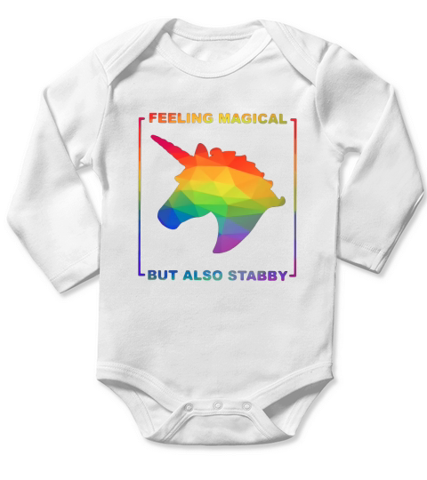 LGBT Unicorn Feeling Magical But Also Stabby Long Sleeve Baby One-Piece