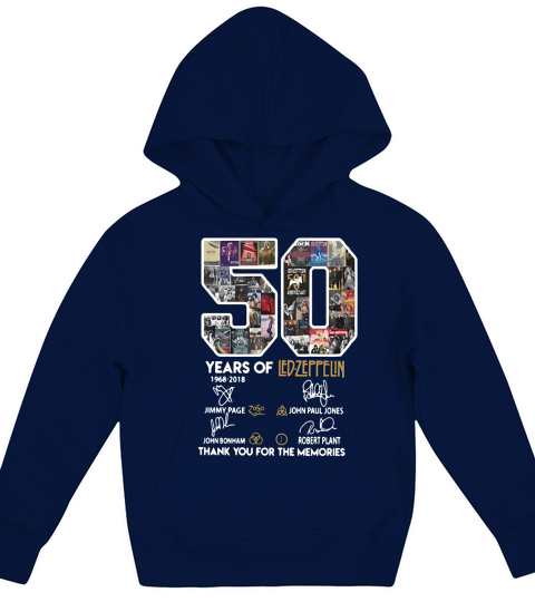 50 Years Of Led Zeppelin 1968 2018 Signature Kids Hoodie