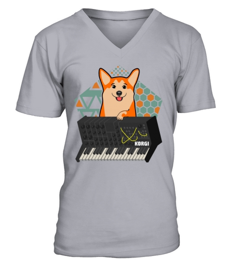 Funny Synthesizer corgi Men's V-Neck T-shirt