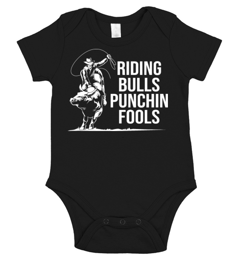 Funny Rodeo For Men Riding Bull And Punching Fools Short Sleeve Baby One-Piece
