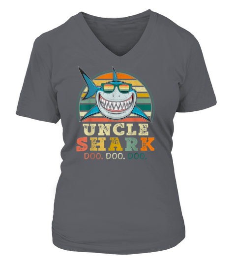 Retro Vintage Uncle Shark TShirt Funny Birthday Gi Women's V-Neck T-shirt