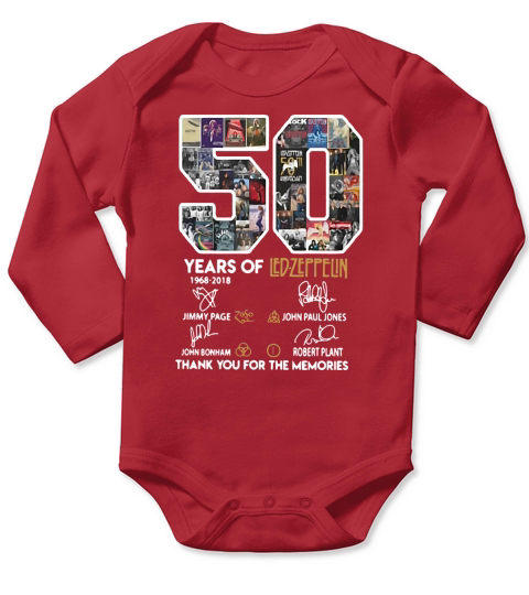 50 Years Of Led Zeppelin 1968 2018 Signature Long Sleeve Baby One-Piece