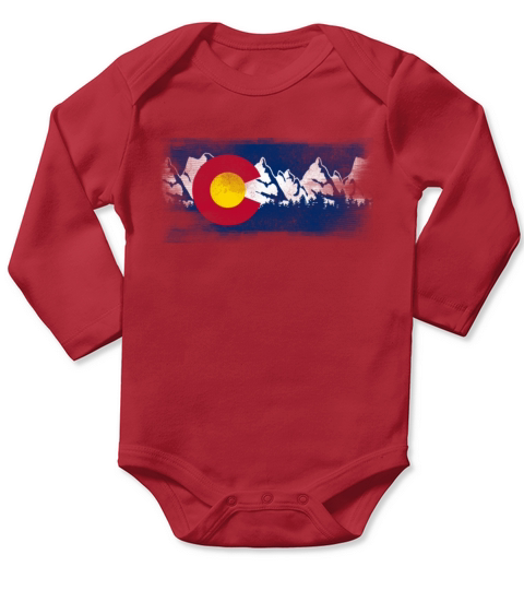 Vintage Colorado State Flag Colorado Mountains Long Sleeve Baby One-Piece