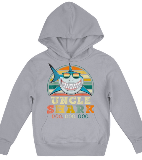 Retro Vintage Uncle Shark TShirt Funny Birthday Gi Kids Hoodie