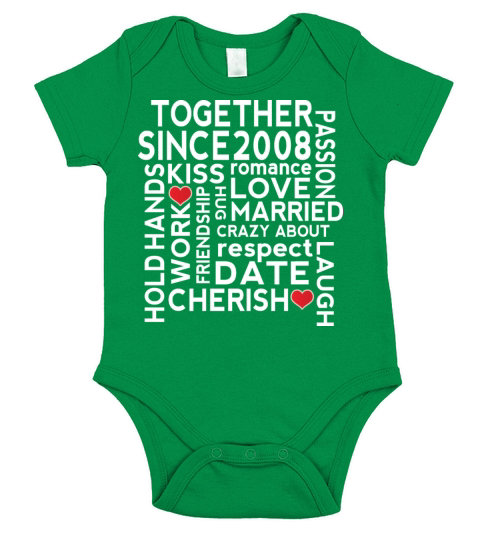 2008 Wedding Anniversary Short Sleeve Baby One-Piece