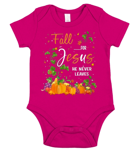 Fall For Jesus He Never Leaves Costume Christian Short Sleeve Baby One-Piece