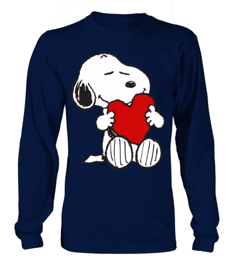 Peanuts Valentine Snoopy Hugging Heart Gift Tee Women's Long Sleeve